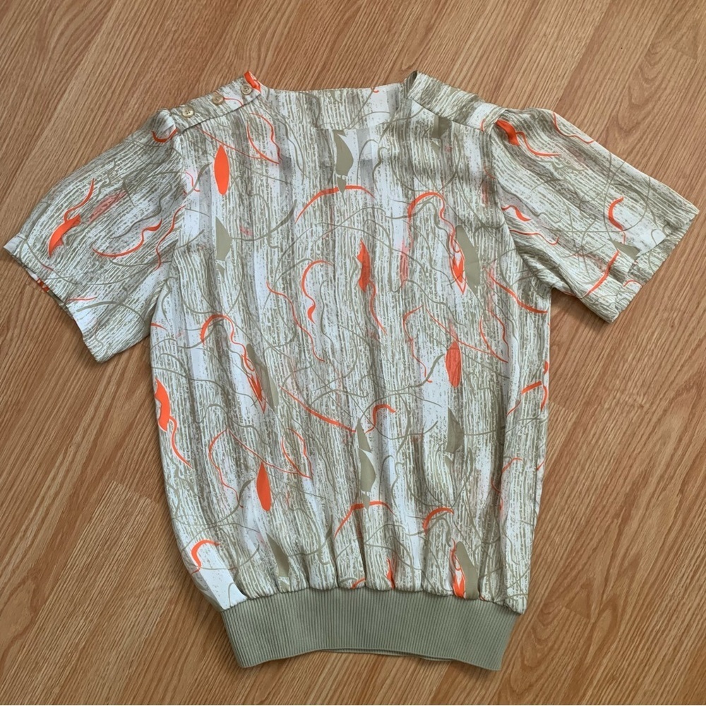 Vintage Nicola Women's Short Sleeve Retro Abstract Print Blouse Shirt Size 10